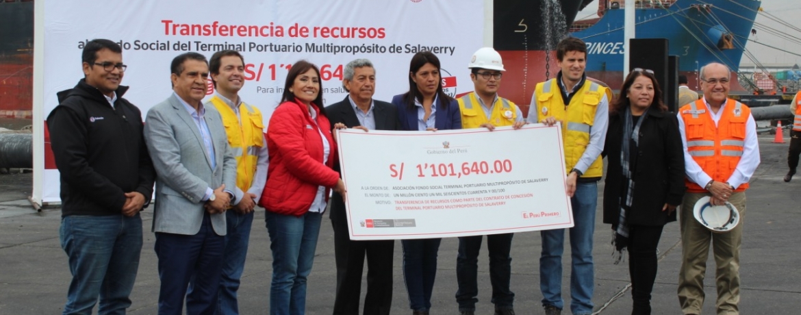 Dinero recaudado por los aportes provenientes de las operaciones de la concesionaria del Puerto Salaverry asciende a más de un millón de soles, que serán destinados a programas de carácter social en beneficio de la población del distrito de Salaverry.
